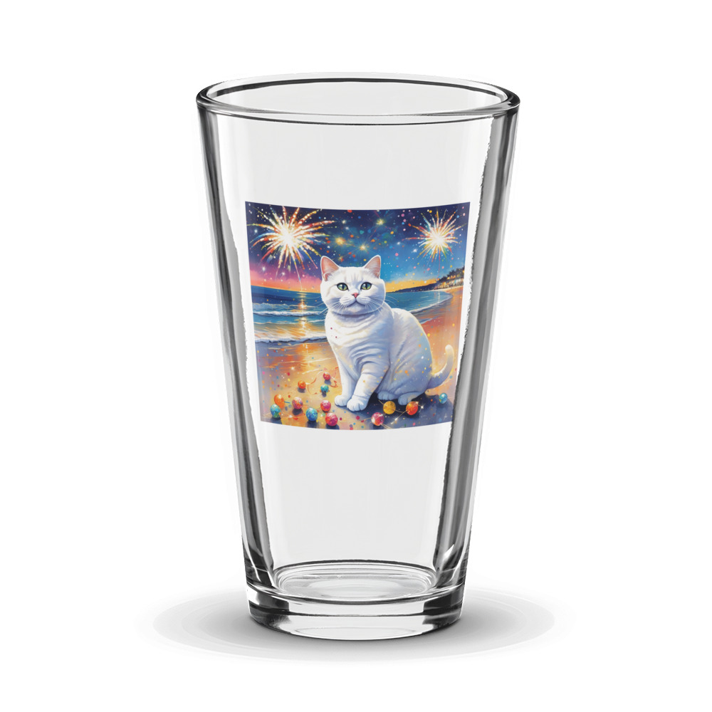 PugMug Custom White British Shorthair Cat Glass Tumbler