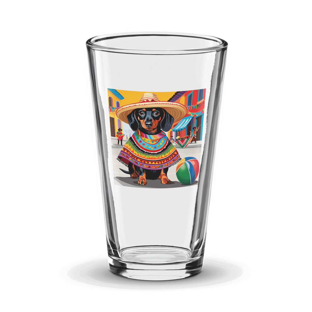 PugMug Custom Black Dachshund Glass Tumbler