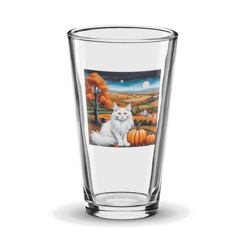 PugMug Custom White Maine Coon Cat Glass Tumbler