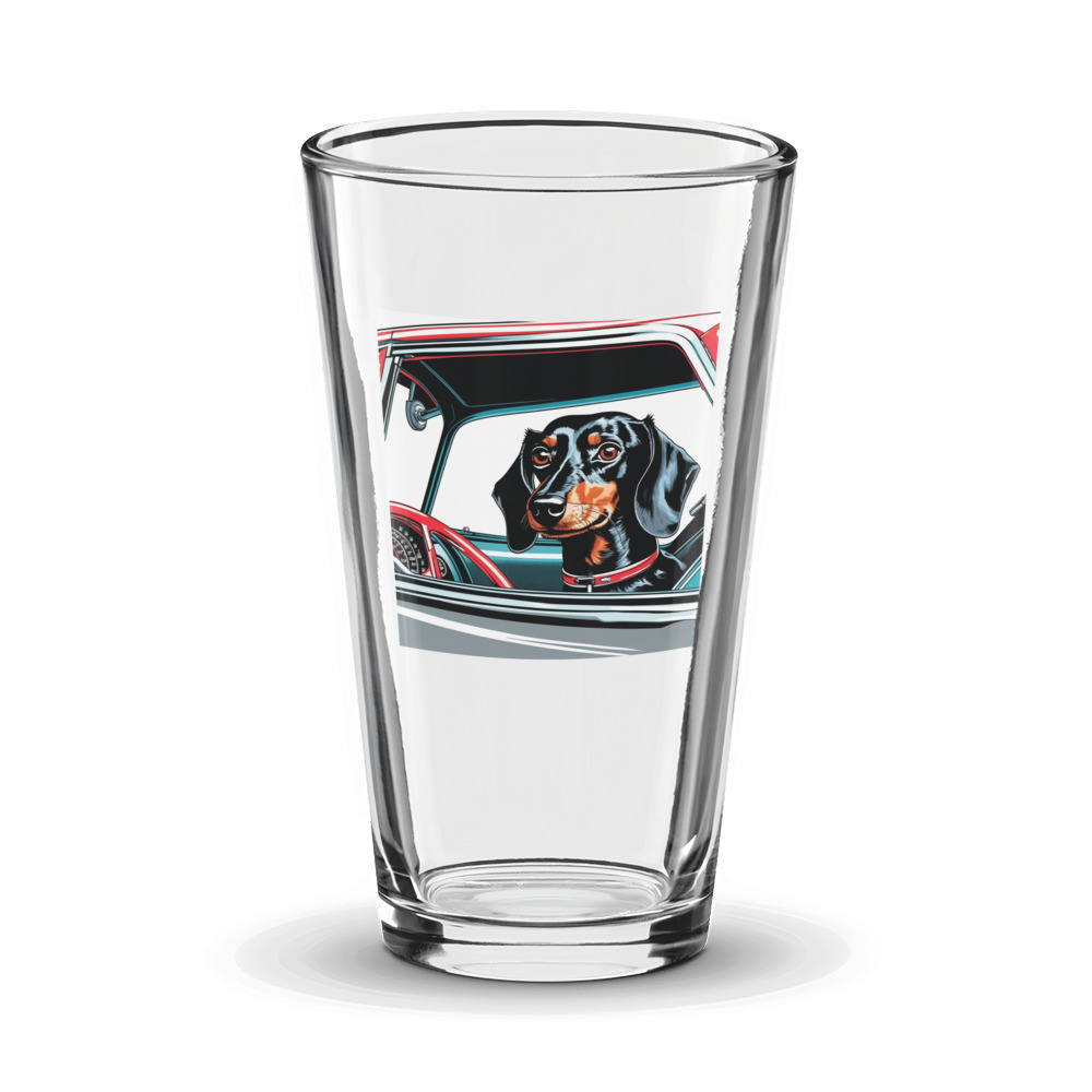PugMug Custom Black Dachshund Glass Tumbler
