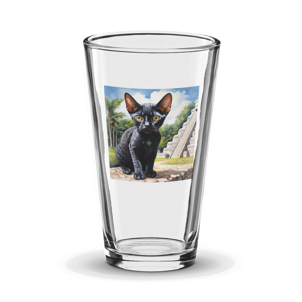 PugMug Custom Black Devon Rex Cat Glass Tumbler