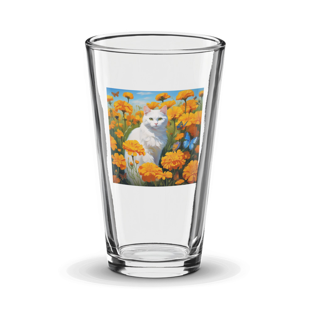 PugMug Custom White Companion Cat Glass Tumbler