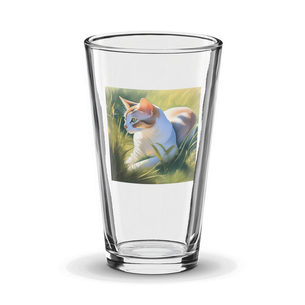 PugMug Custom White Abyssinian Cat Glass Tumbler