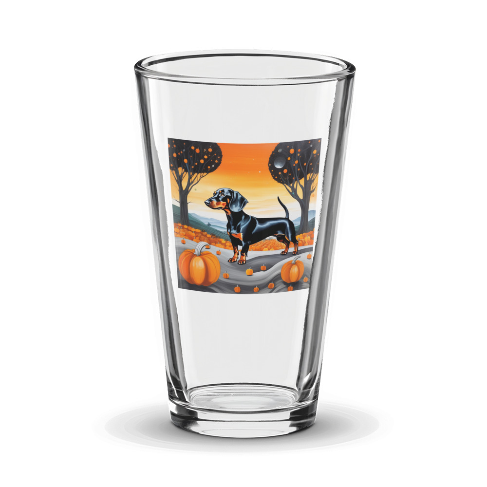 PugMug Custom Black Dachshund Glass Tumbler