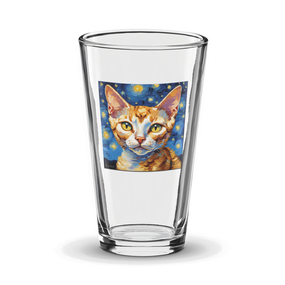 PugMug Custom Tabby Devon Rex Cat Glass Tumbler