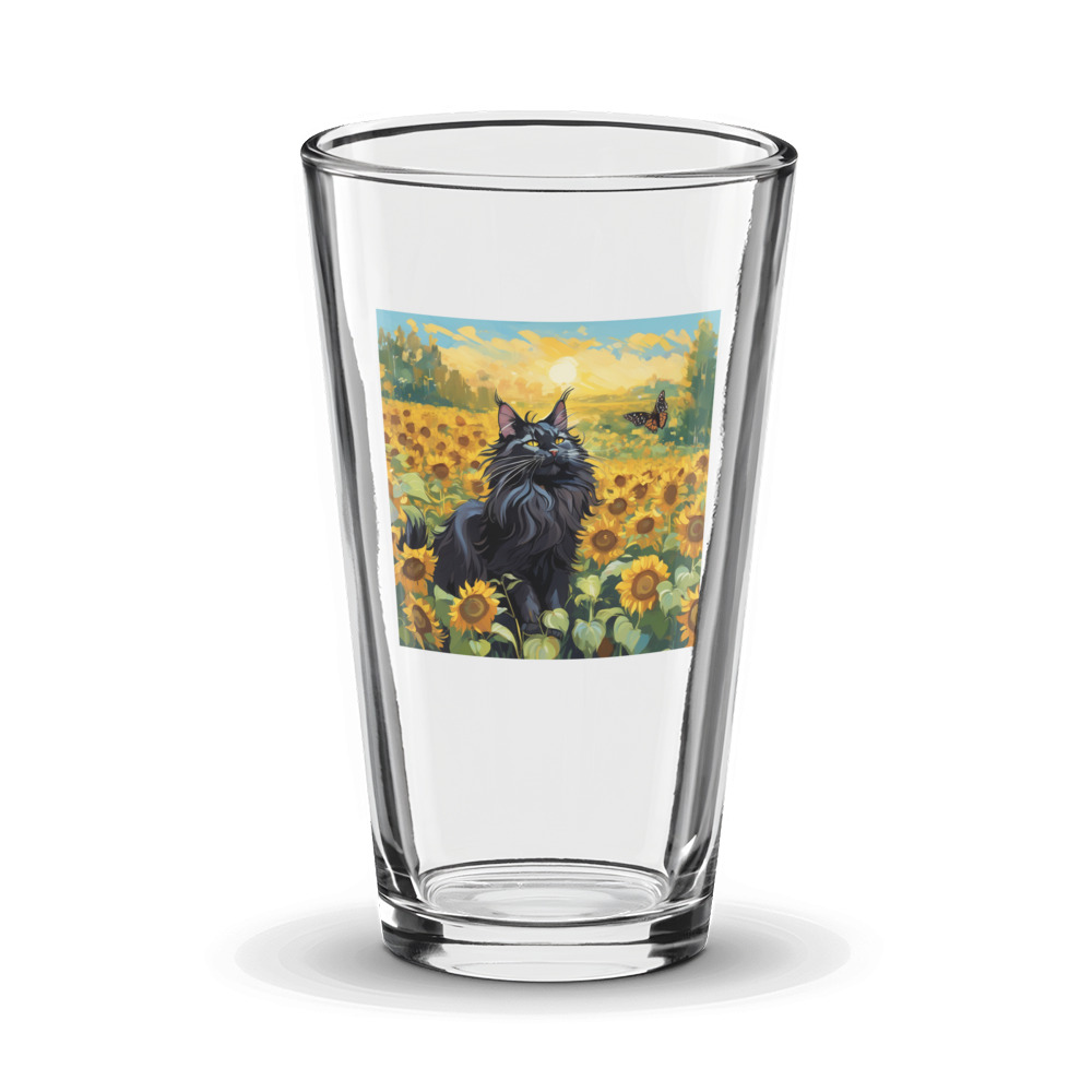 PugMug Custom Black Maine Coon Cat Glass Tumbler