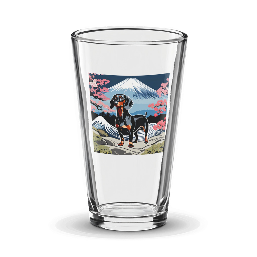 PugMug Custom Black Dachshund Glass Tumbler