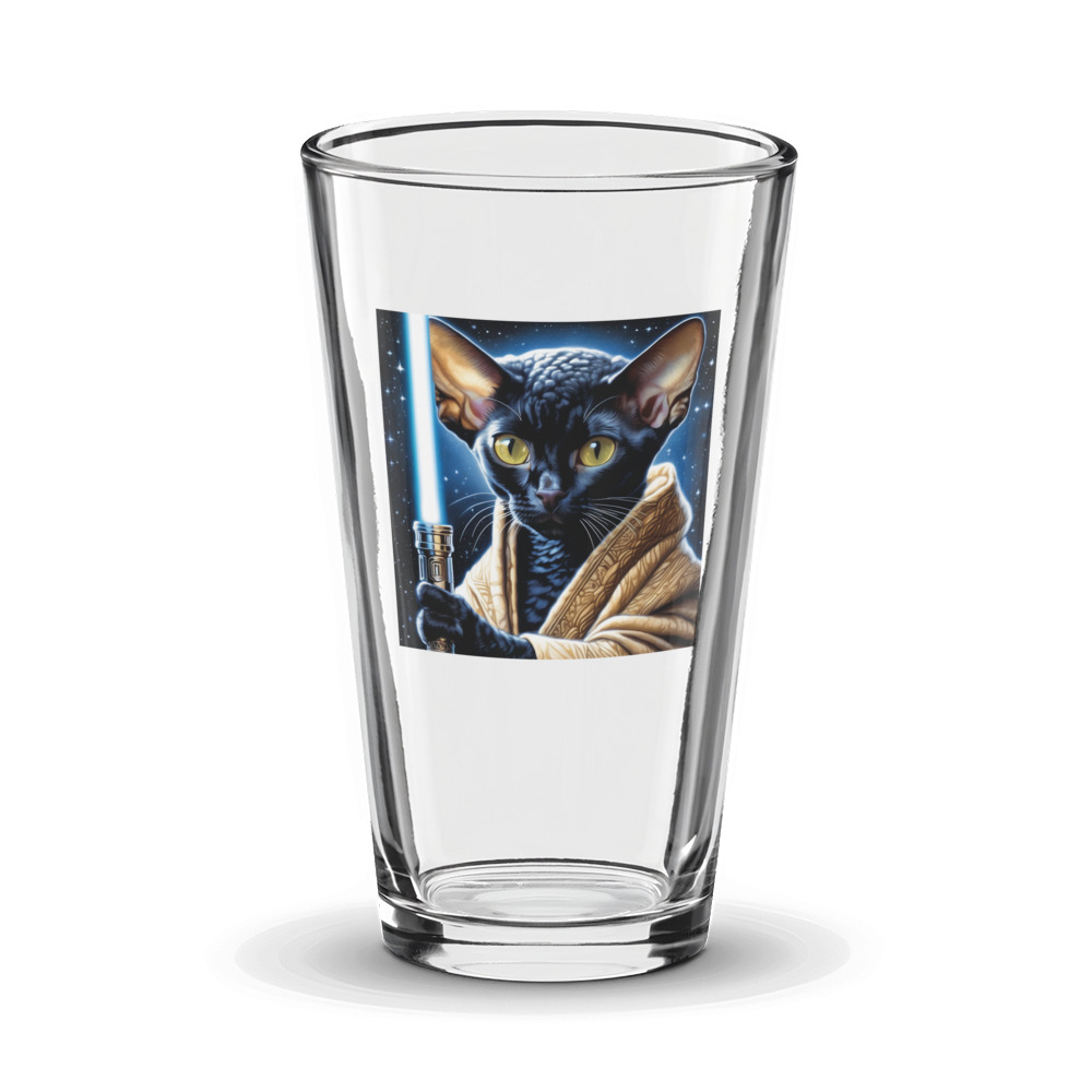 PugMug Custom Black Devon Rex Cat Glass Tumbler