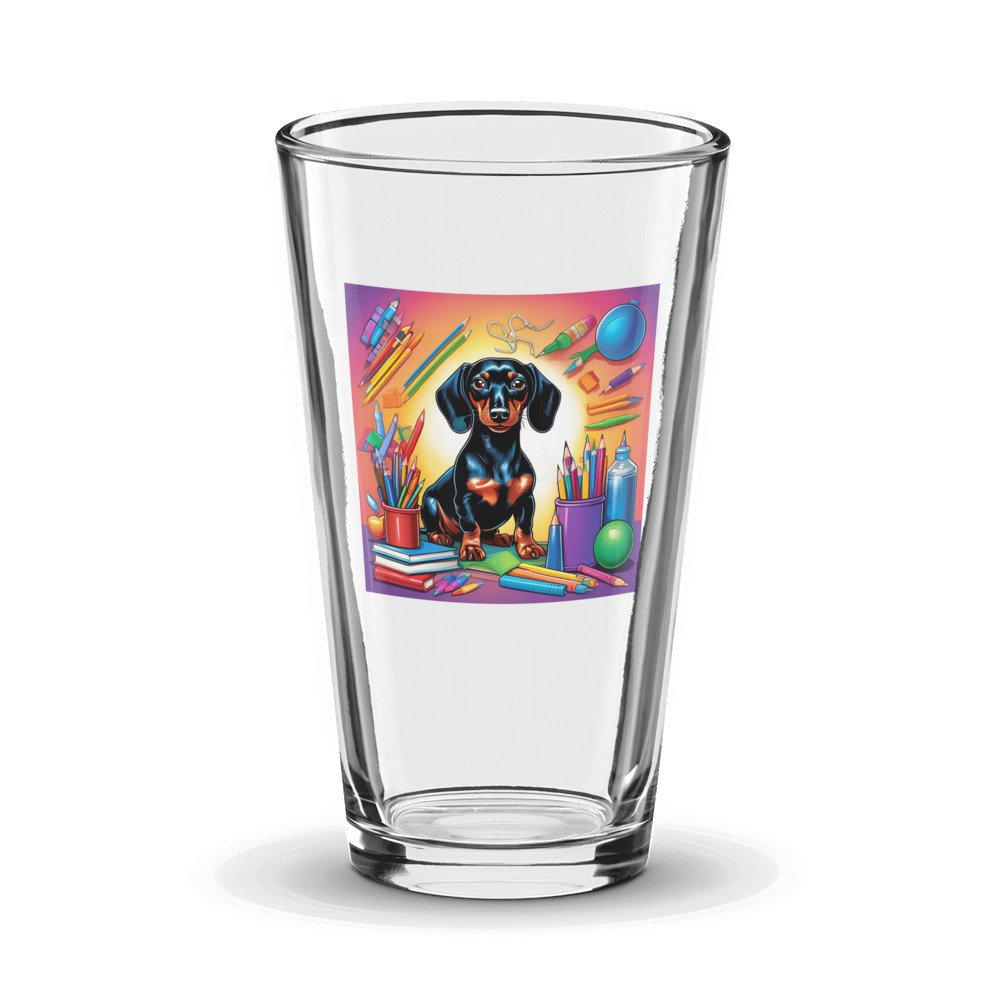 PugMug Custom Black Dachshund Glass Tumbler