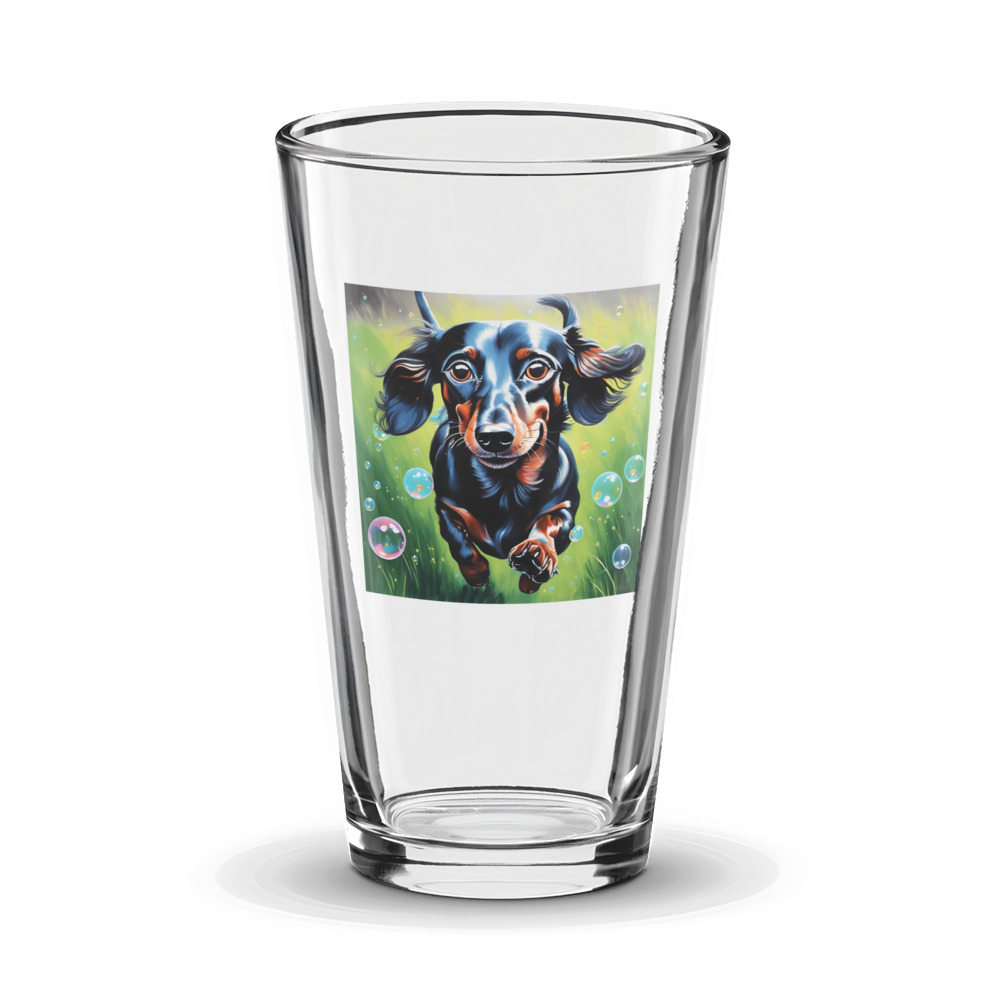 PugMug Custom Black Dachshund Glass Tumbler