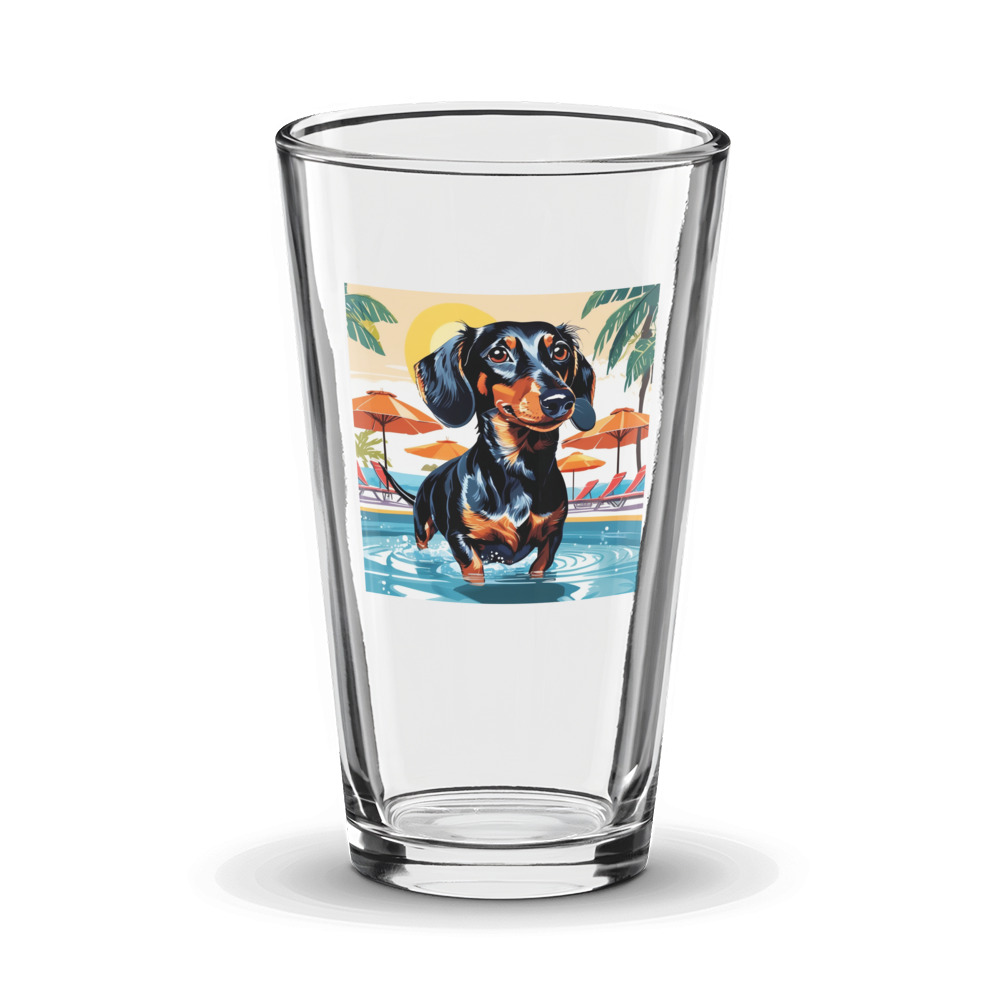 PugMug Custom Black Dachshund Glass Tumbler