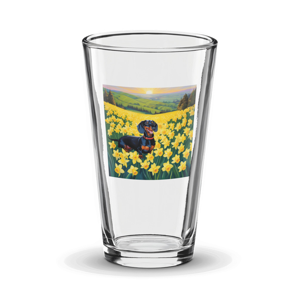 PugMug Custom Black Dachshund Glass Tumbler