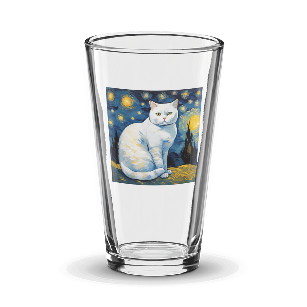 PugMug Custom White British Shorthair Cat Glass Tumbler