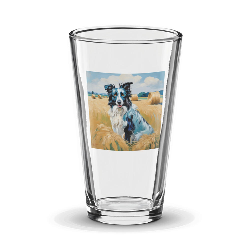 PugMug Custom Blue Merle Border Collie Glass Tumbler