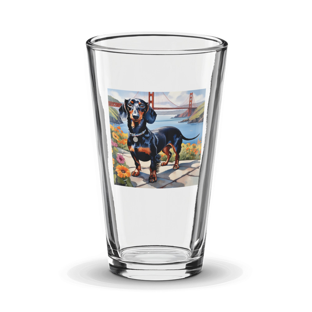 PugMug Custom Black Dachshund Glass Tumbler