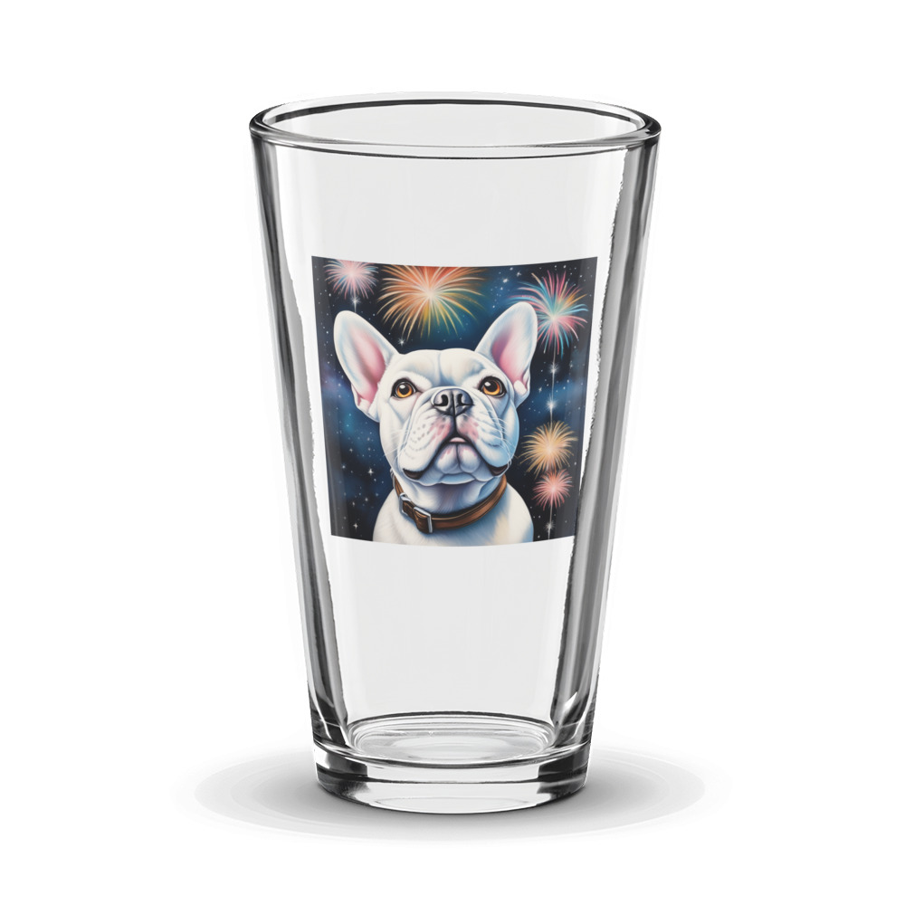 PugMug Custom White French Bulldog Glass Tumbler