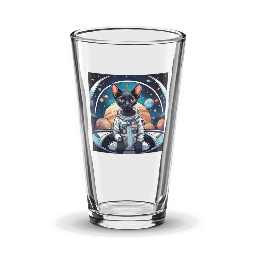 PugMug Custom Black Devon Rex Cat Glass Tumbler