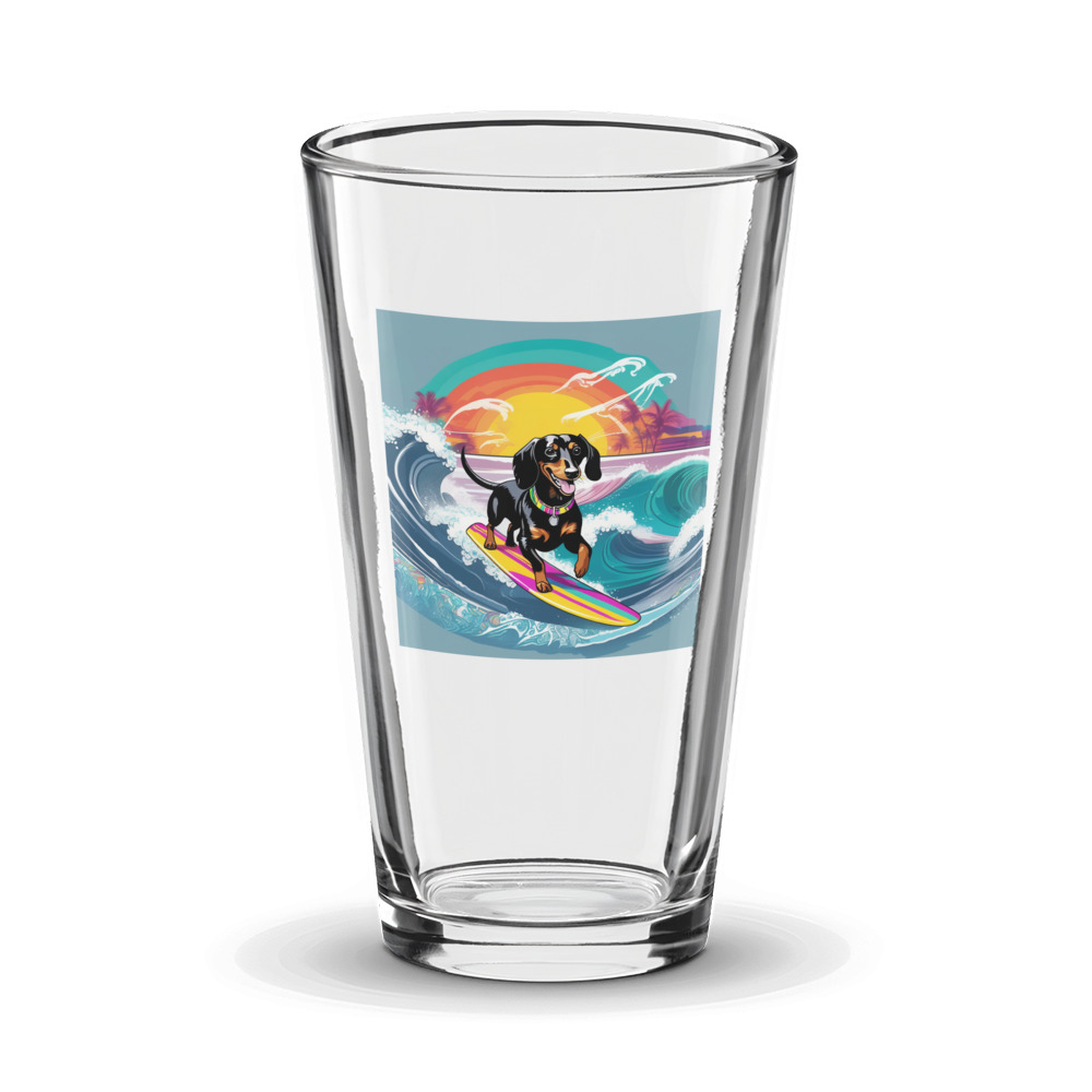 PugMug Custom Black Dachshund Glass Tumbler