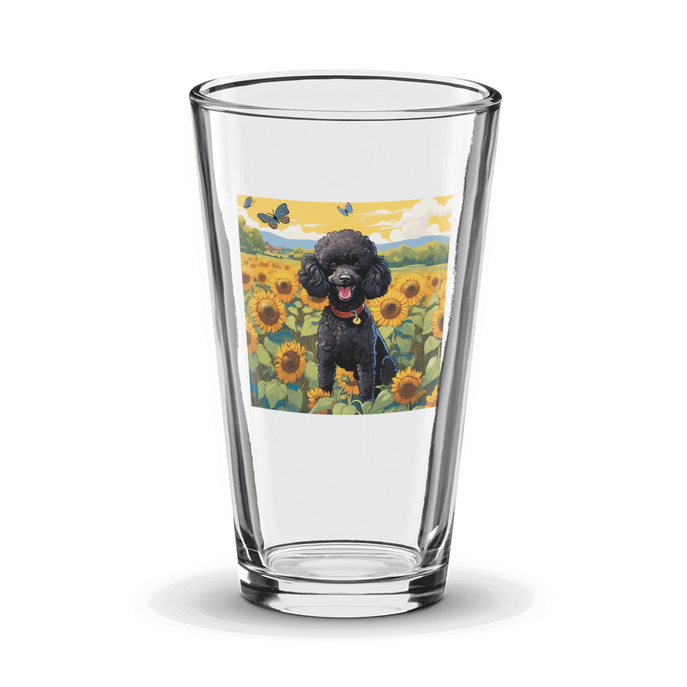 PugMug Custom Black Poodle Glass Tumbler