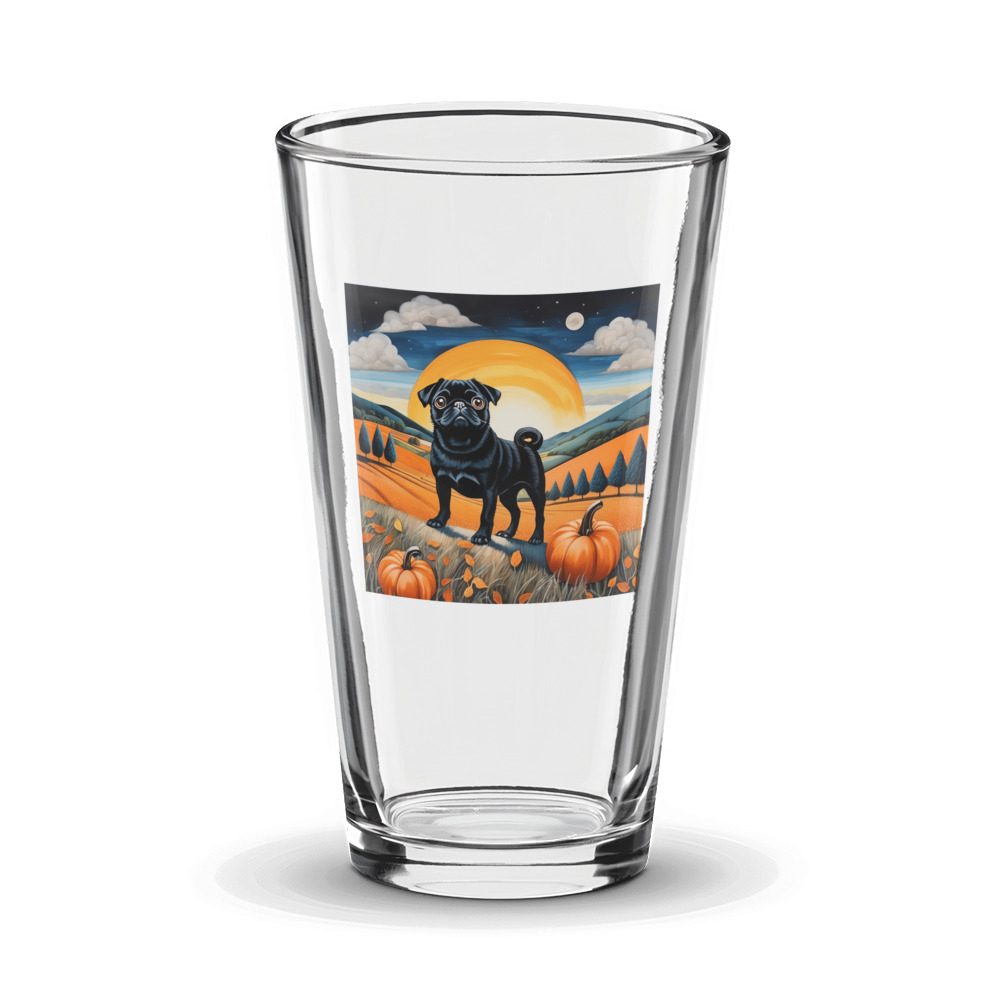 PugMug Custom Black Pug Glass Tumbler