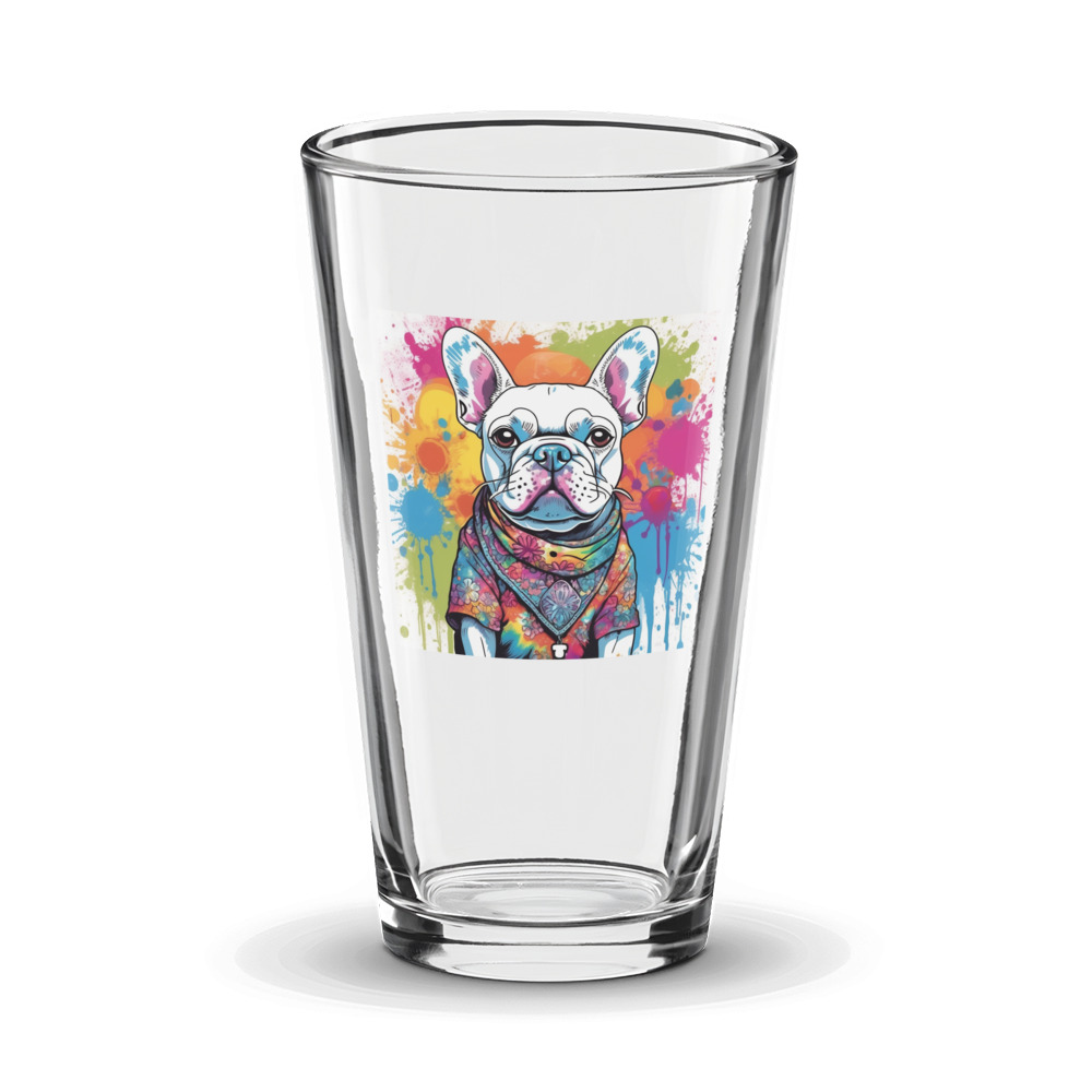 PugMug Custom White French Bulldog Glass Tumbler