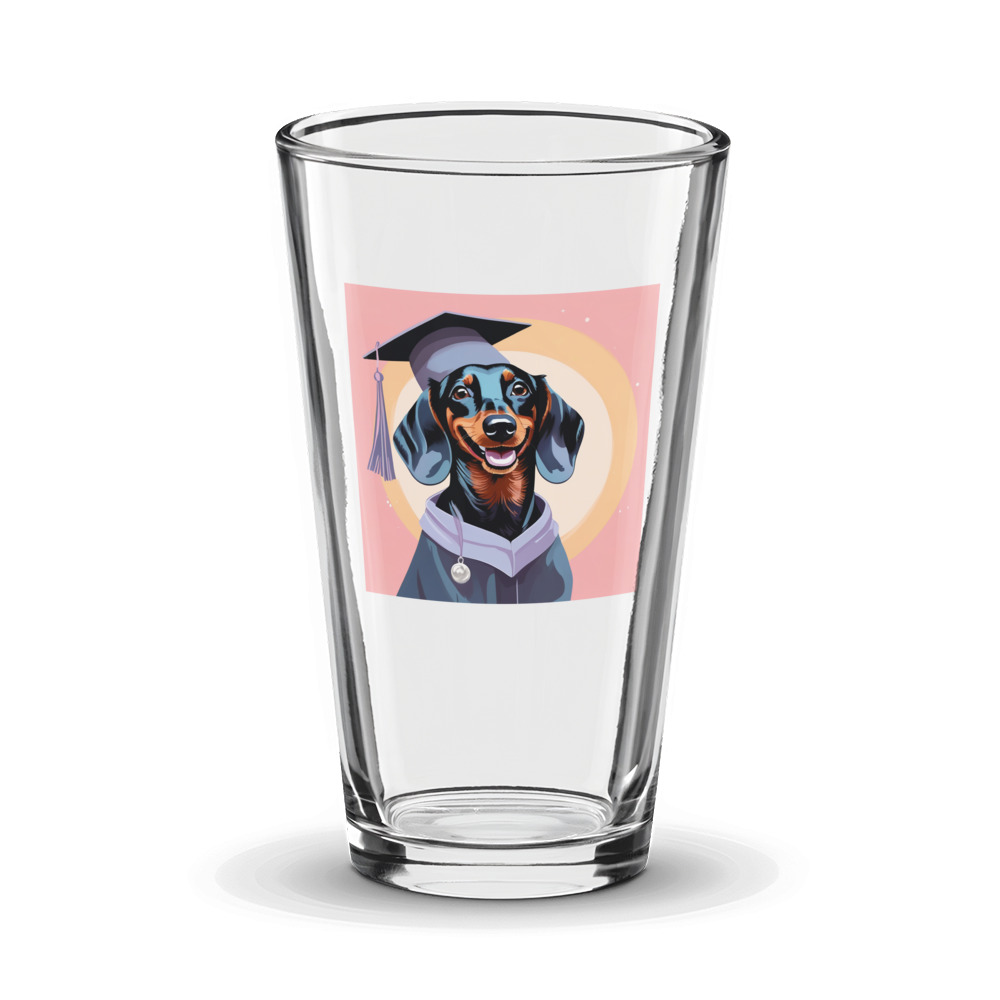 PugMug Custom Black Dachshund Glass Tumbler
