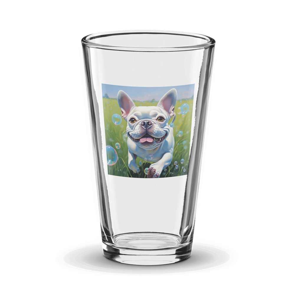 PugMug Custom White French Bulldog Glass Tumbler