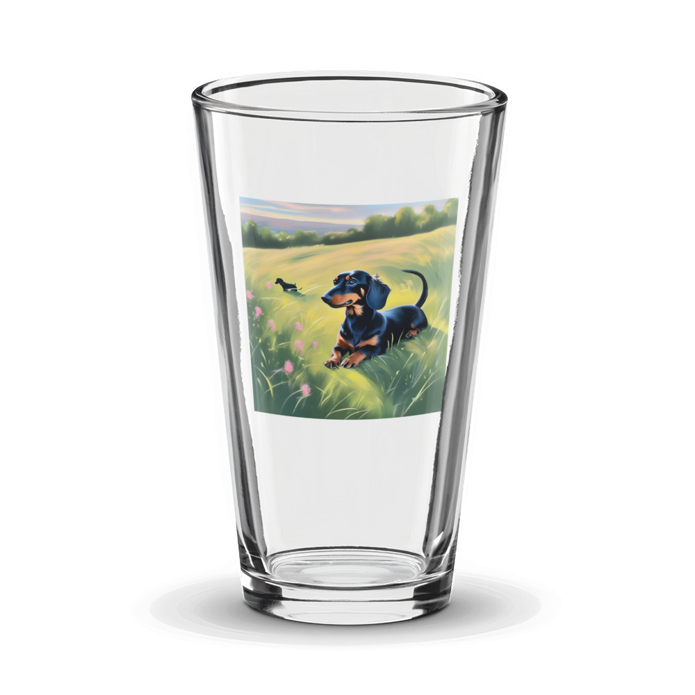 PugMug Custom Black Dachshund Glass Tumbler
