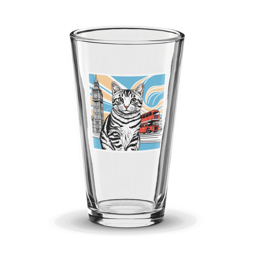 PugMug Custom Tabby American Shorthair Cat Glass Tumbler