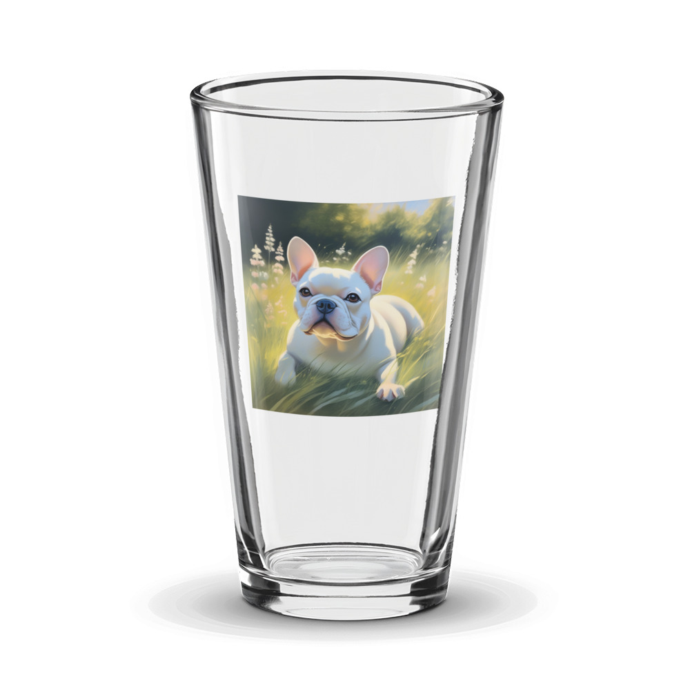 PugMug Custom White French Bulldog Glass Tumbler