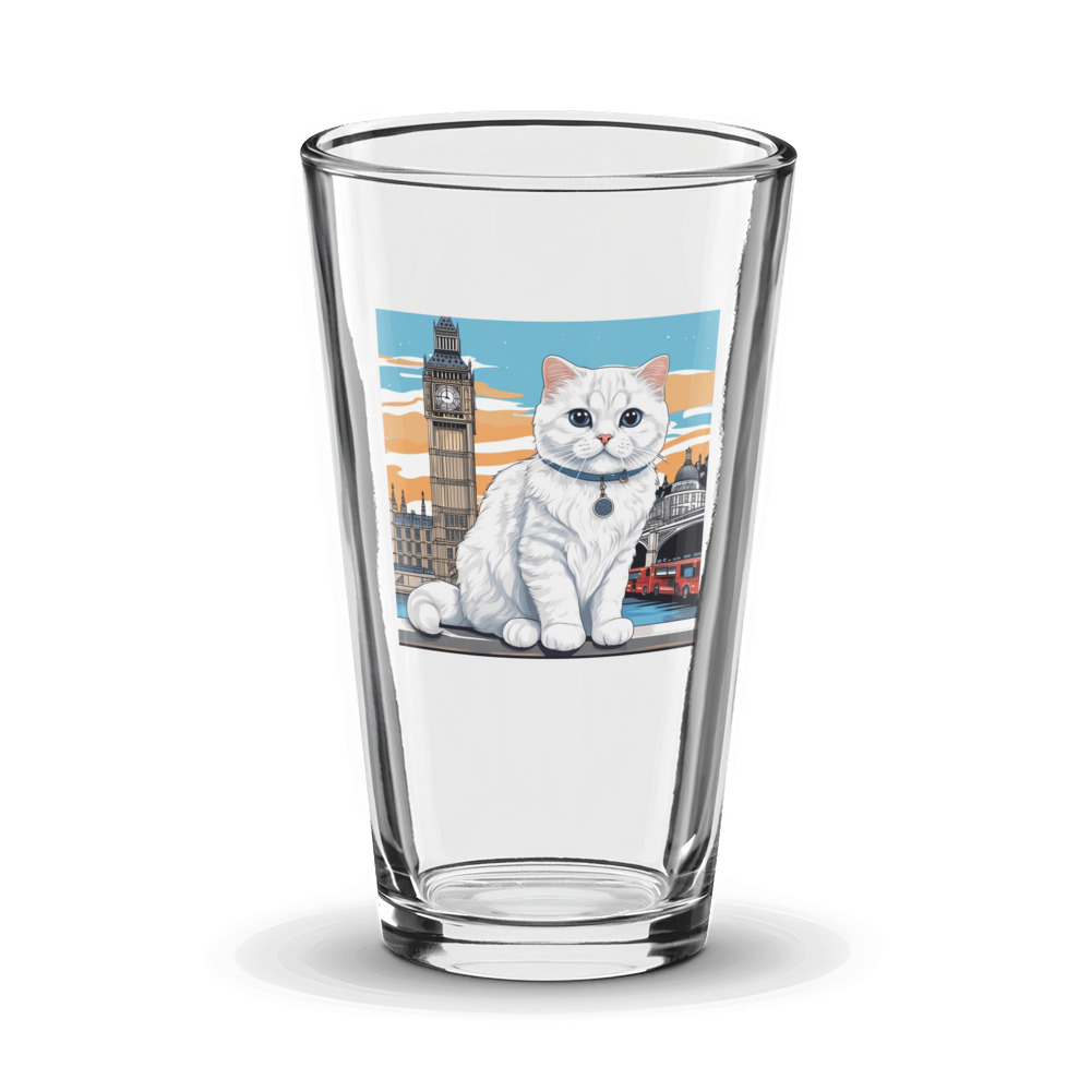 PugMug Custom White Scottish Fold Cat Glass Tumbler