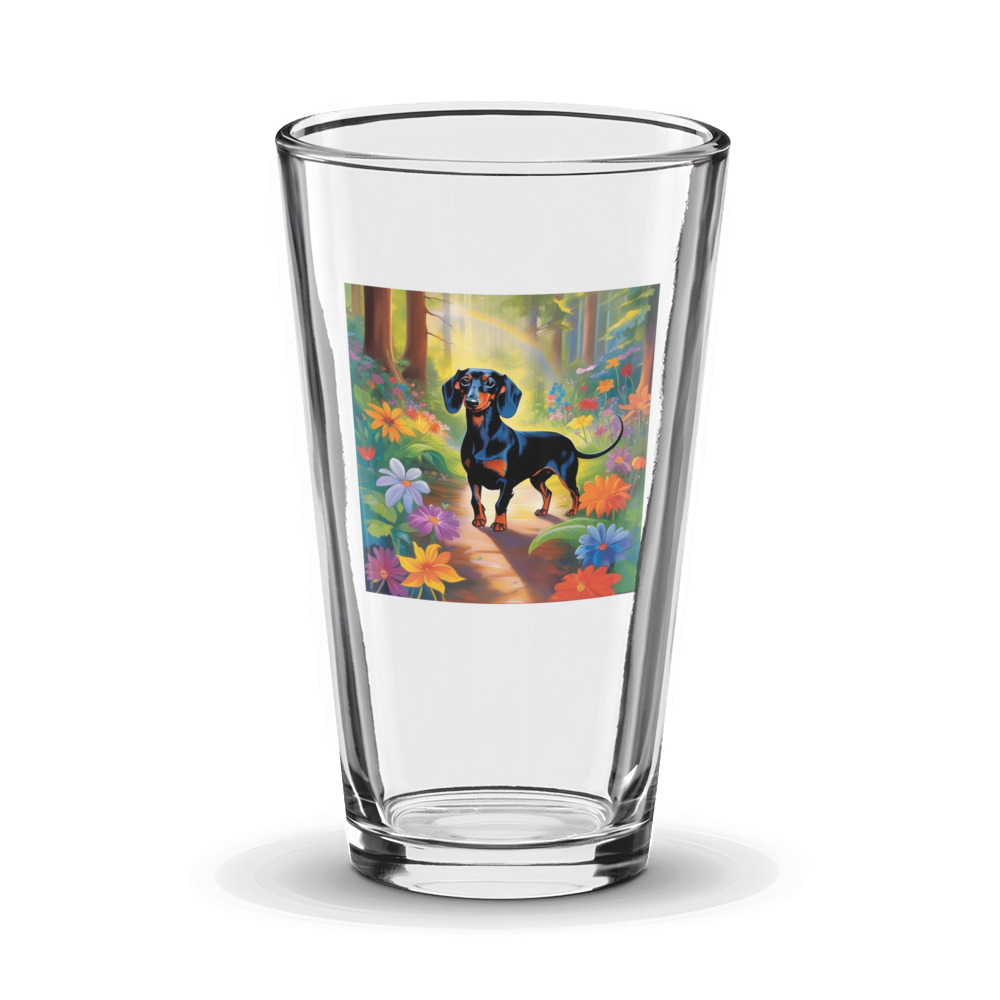 PugMug Custom Black Dachshund Glass Tumbler