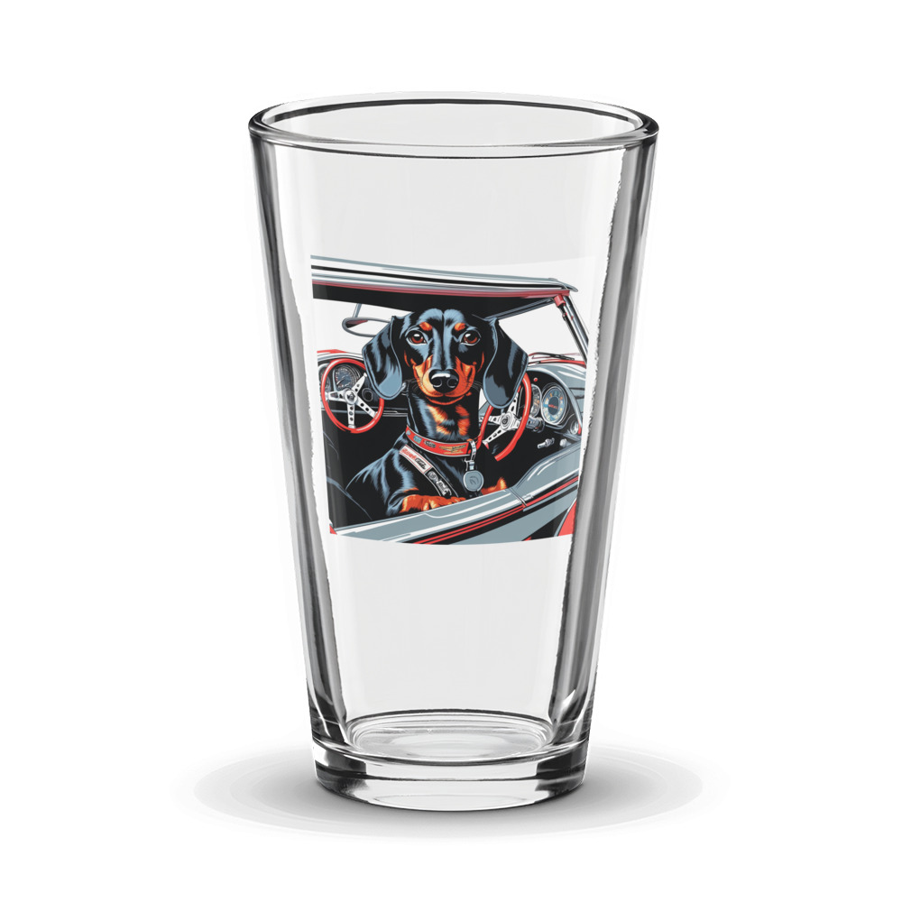PugMug Custom Black Dachshund Glass Tumbler