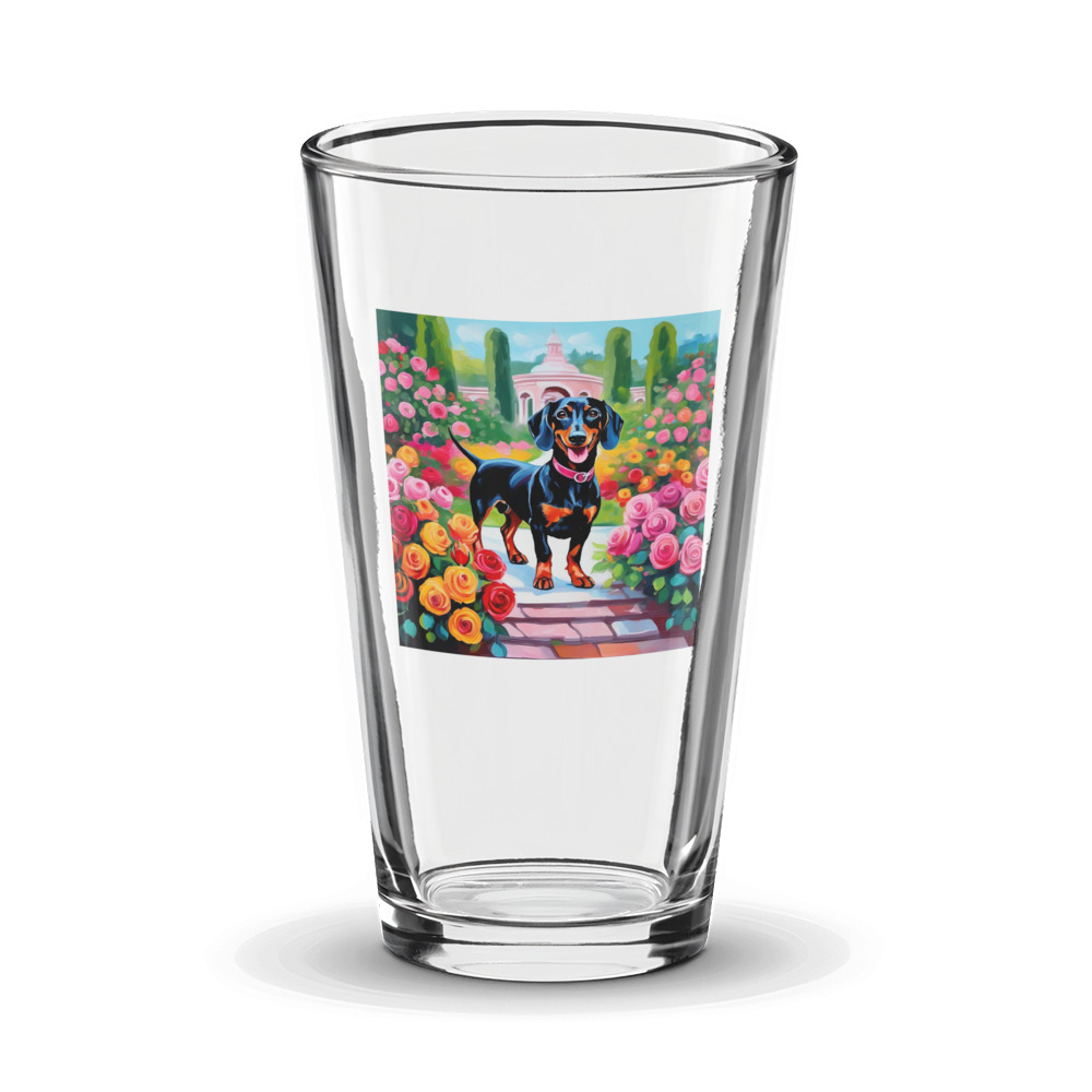 PugMug Custom Black Dachshund Glass Tumbler