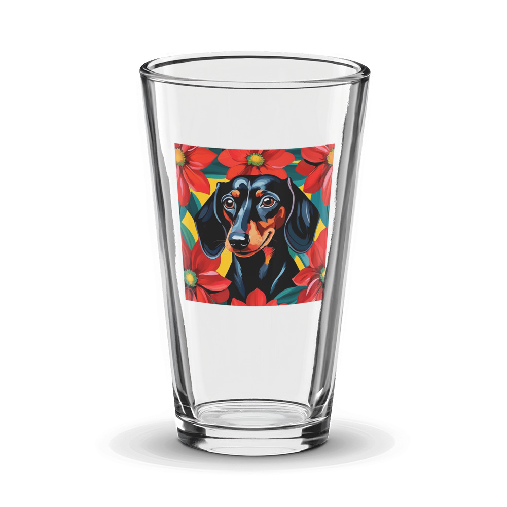 PugMug Custom Black Dachshund Glass Tumbler