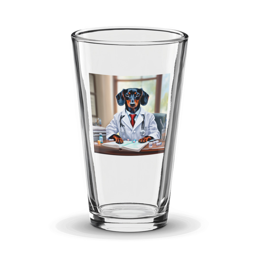PugMug Custom Black Dachshund Glass Tumbler