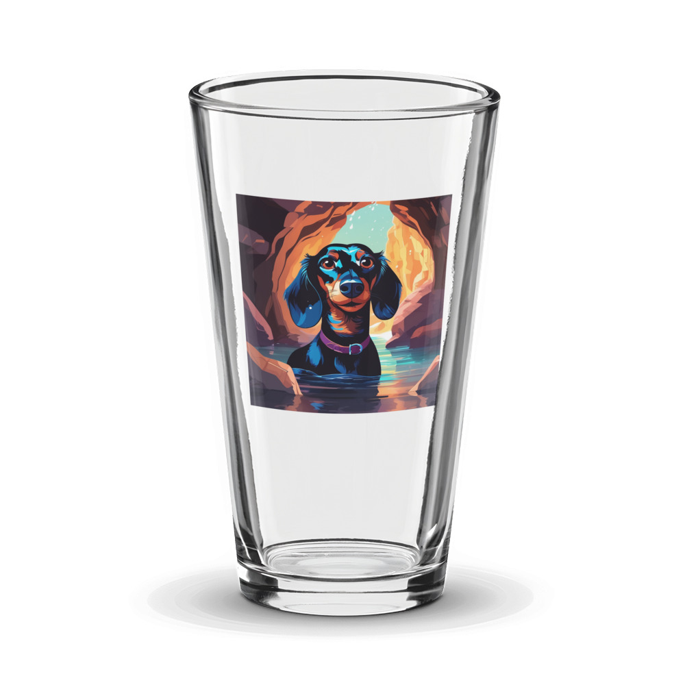 PugMug Custom Black Dachshund Glass Tumbler