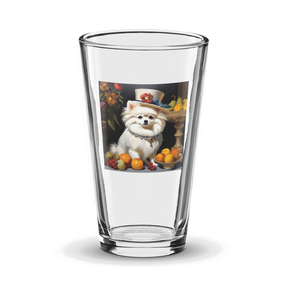 PugMug Custom White Pomeranian Glass Tumbler