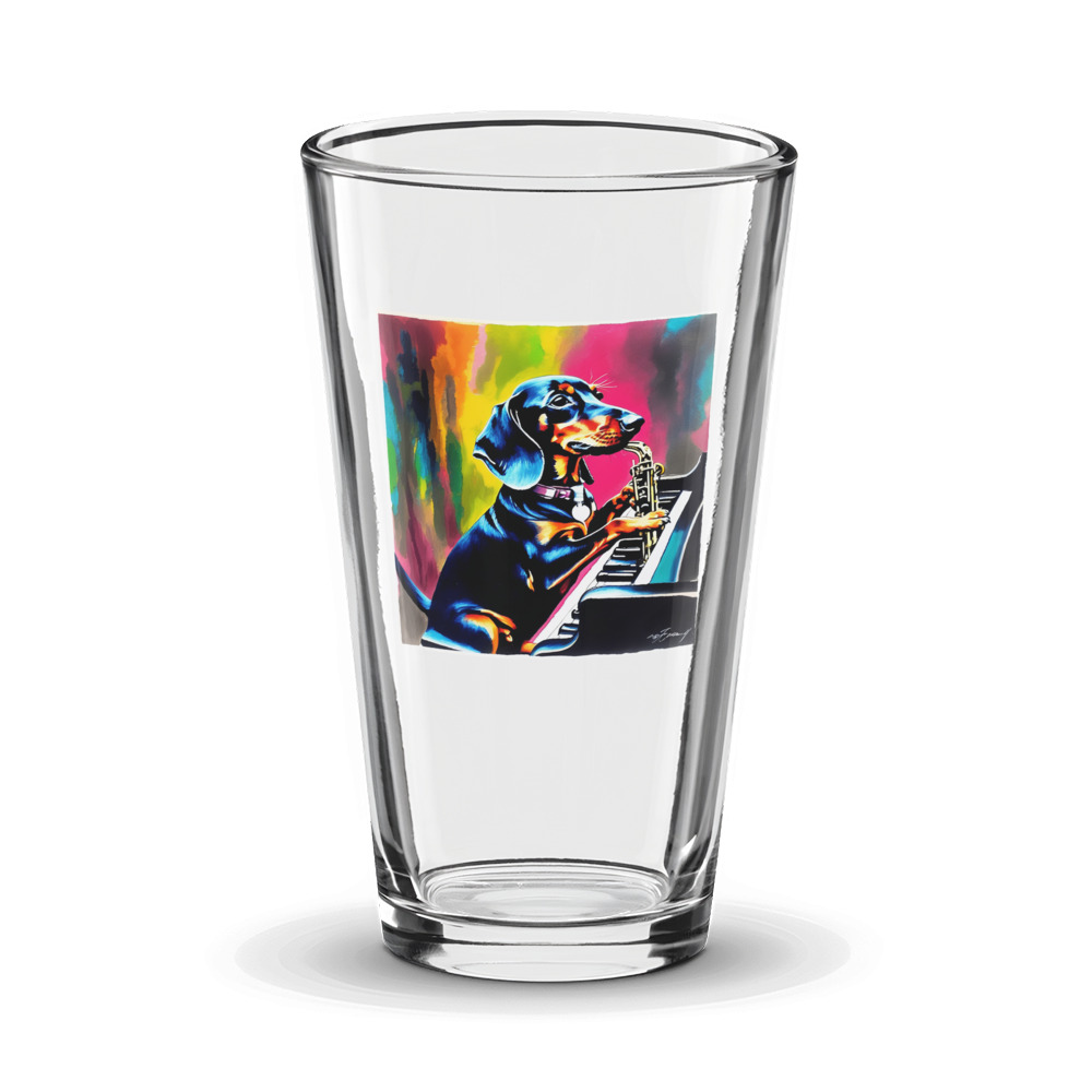 PugMug Custom Black Dachshund Glass Tumbler