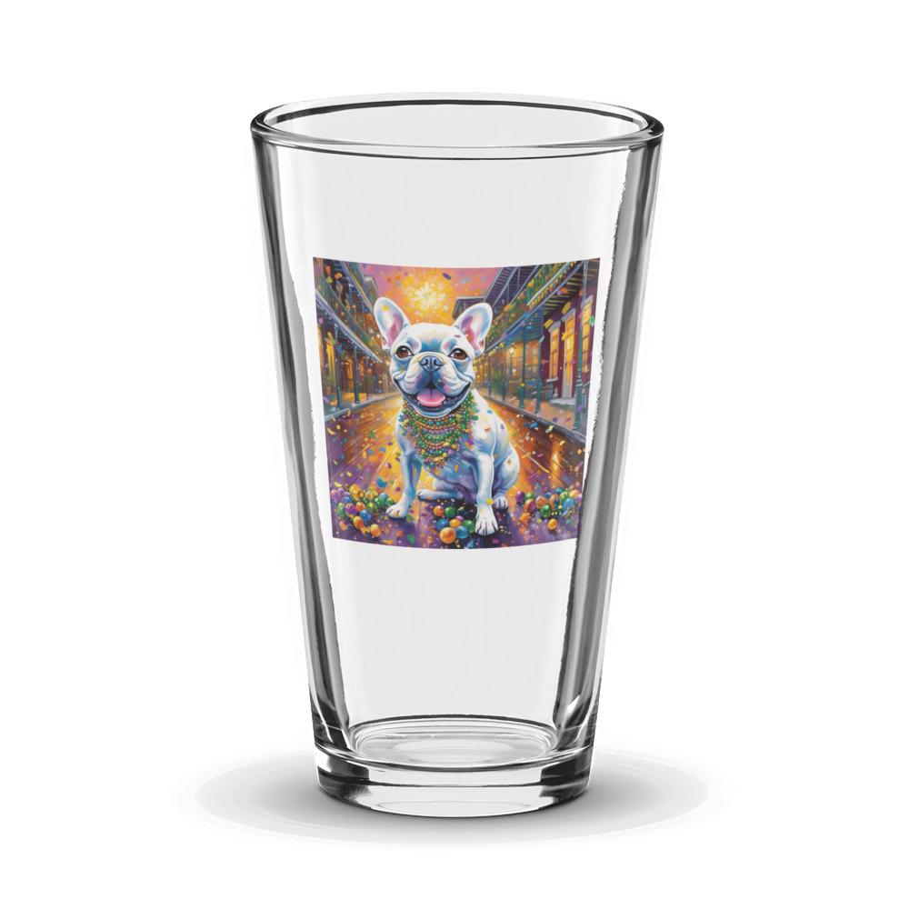 PugMug Custom White French Bulldog Glass Tumbler