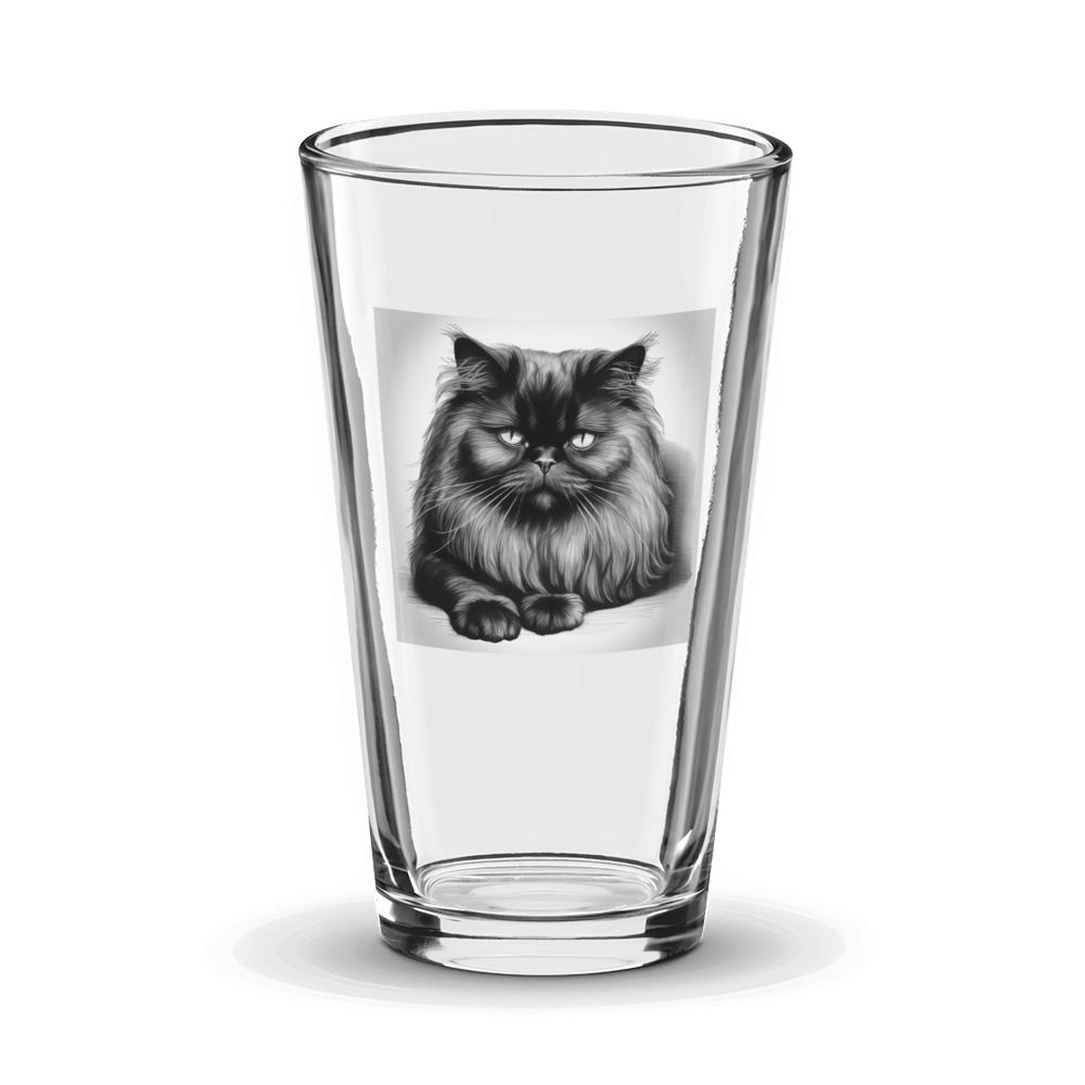 PugMug Custom Black Persian Cat Glass Tumbler
