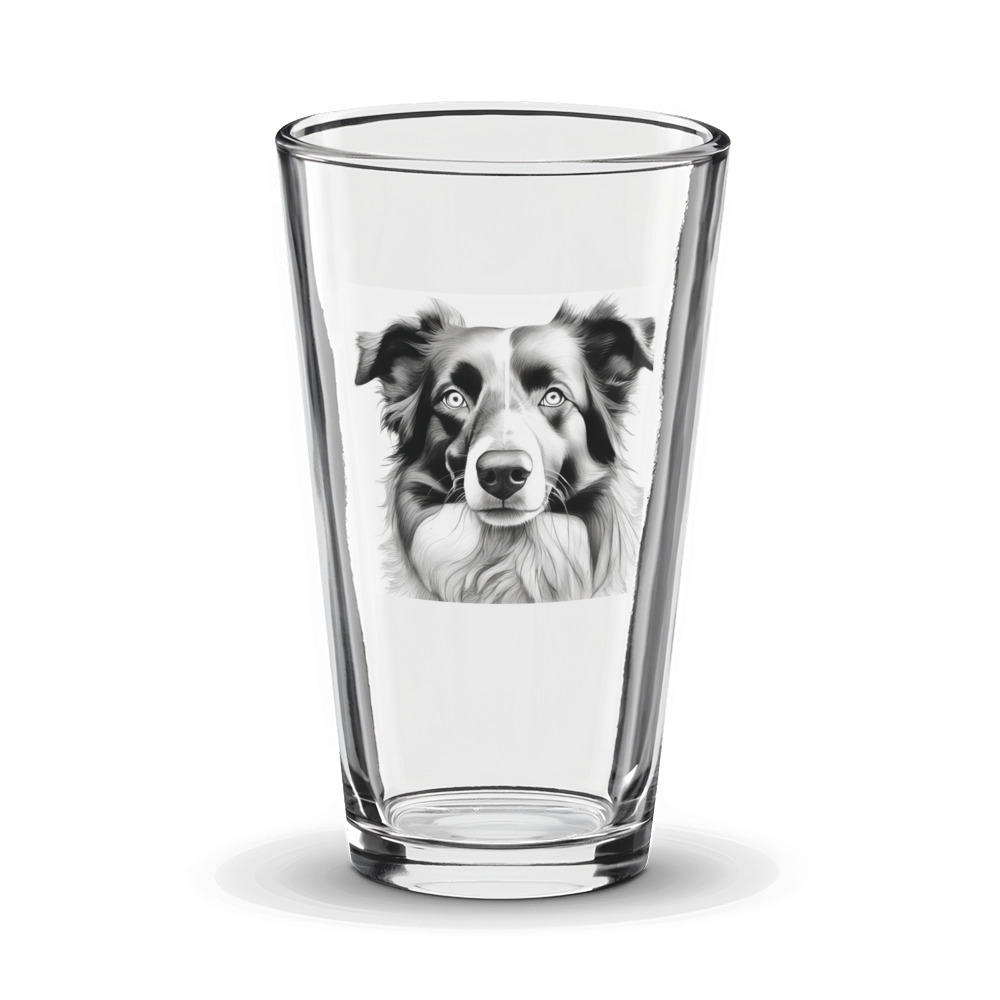 PugMug Custom Blue Merle Border Collie Glass Tumbler