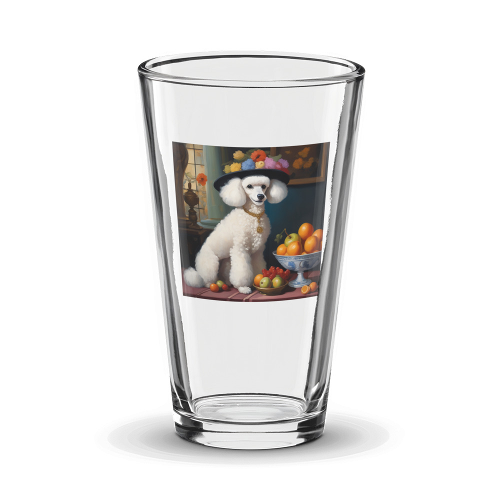 PugMug Custom White Poodle Glass Tumbler
