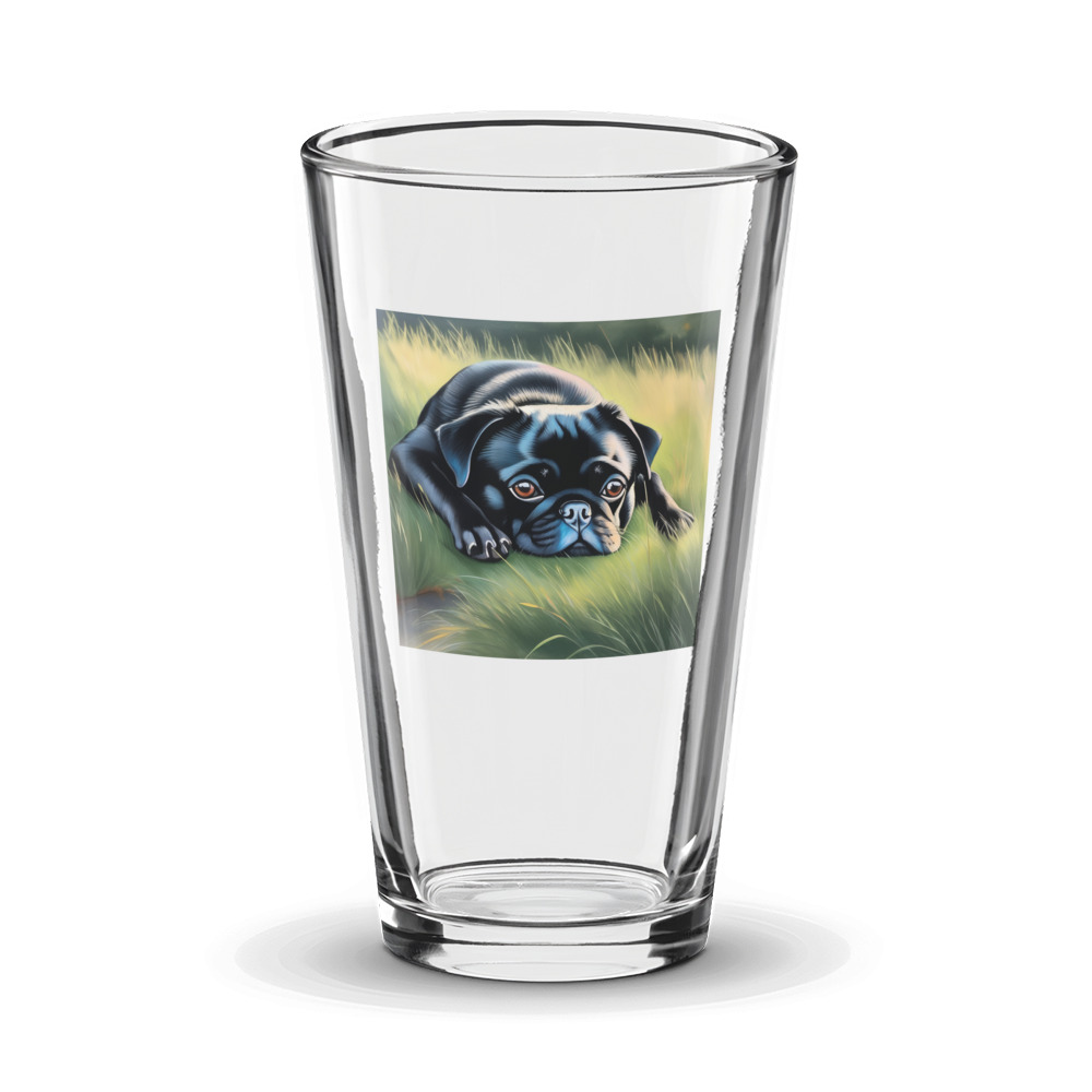 PugMug Custom Black Pug Glass Tumbler