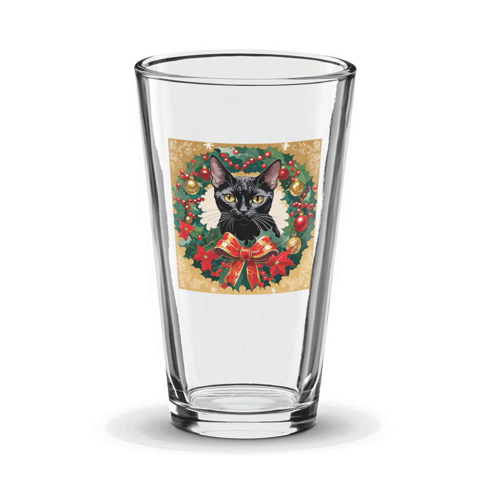 PugMug Custom Black Devon Rex Cat Glass Tumbler