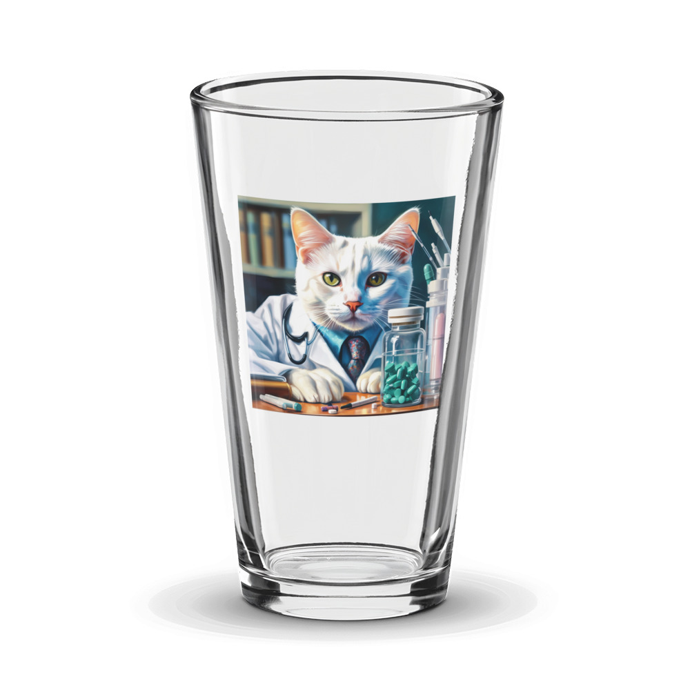 PugMug Custom White Companion Cat Glass Tumbler