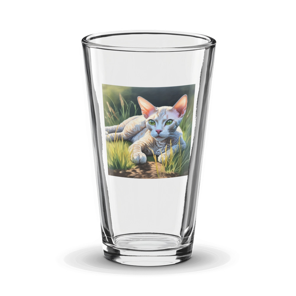 PugMug Custom Tabby Devon Rex Cat Glass Tumbler