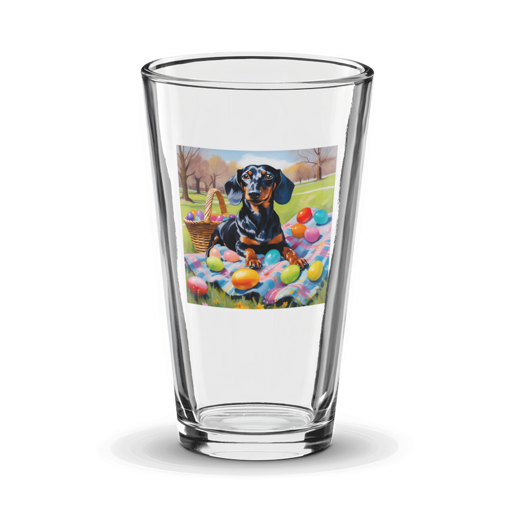 PugMug Custom Black Dachshund Glass Tumbler