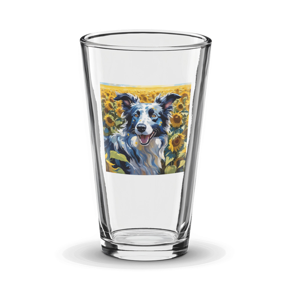PugMug Custom Blue Merle Border Collie Glass Tumbler