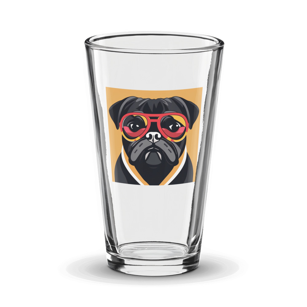 PugMug Custom Black Pug Glass Tumbler